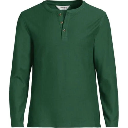 Men's Long Sleeve Textured Herringbone Henley