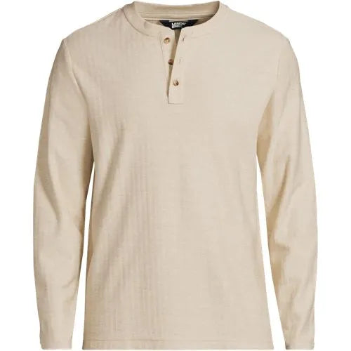 Men's Long Sleeve Textured Herringbone Henley