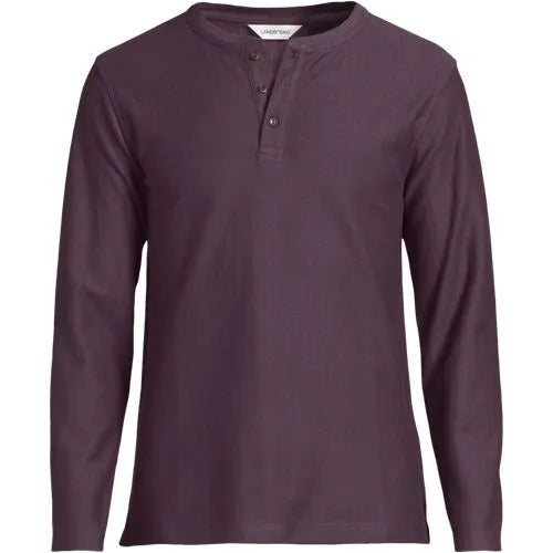 Men's Long Sleeve Textured Herringbone Henley