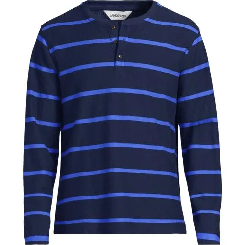 Men's Long Sleeve Textured Herringbone Henley