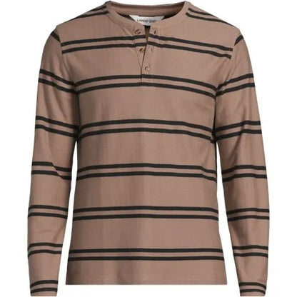 Men's Long Sleeve Textured Herringbone Henley