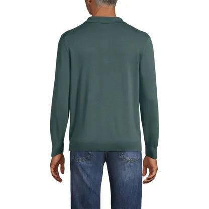 Men's Long Sleeve Cotton Sweater Polo