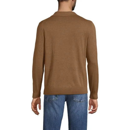 Men's Long Sleeve Cotton Sweater Polo