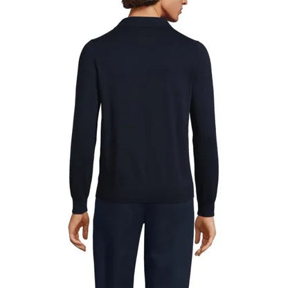 Men's Long Sleeve Cotton Sweater Polo