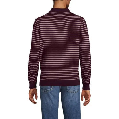 Men's Long Sleeve Cotton Sweater Polo