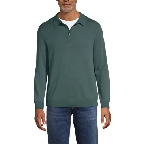 Men's Long Sleeve Cotton Sweater Polo