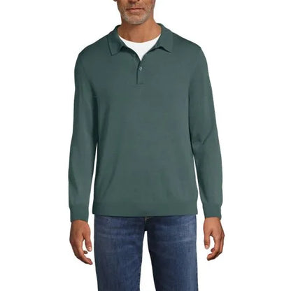 Men's Long Sleeve Cotton Sweater Polo