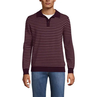 Men's Long Sleeve Cotton Sweater Polo