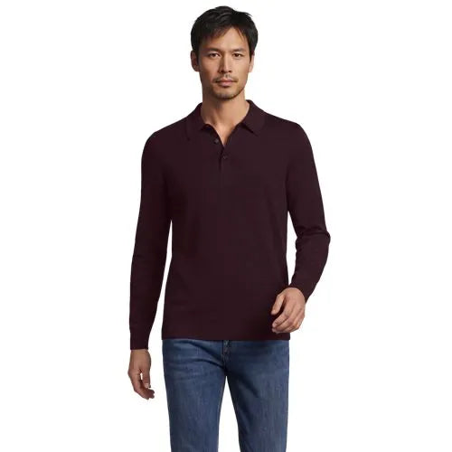 Men's Long Sleeve Cotton Sweater Polo