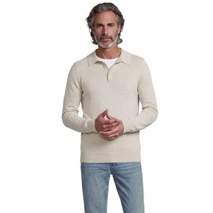 Men's Long Sleeve Cotton Sweater Polo