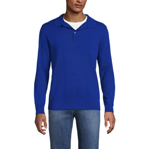 Men's Long Sleeve Cotton Sweater Polo