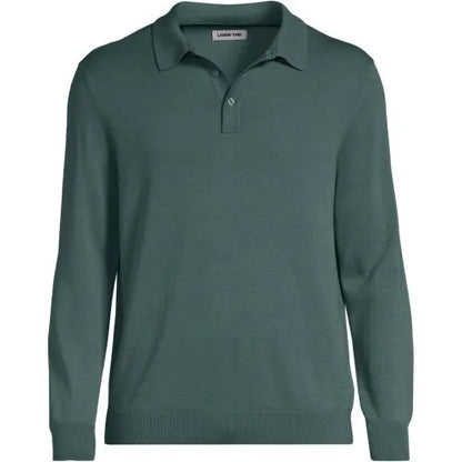 Men's Long Sleeve Cotton Sweater Polo