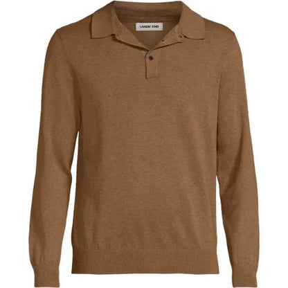 Men's Long Sleeve Cotton Sweater Polo