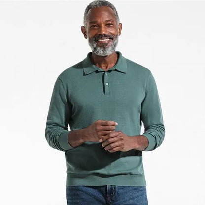 Men's Long Sleeve Cotton Sweater Polo