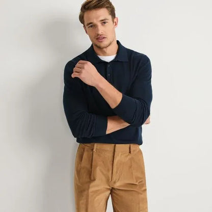 Men's Long Sleeve Cotton Sweater Polo