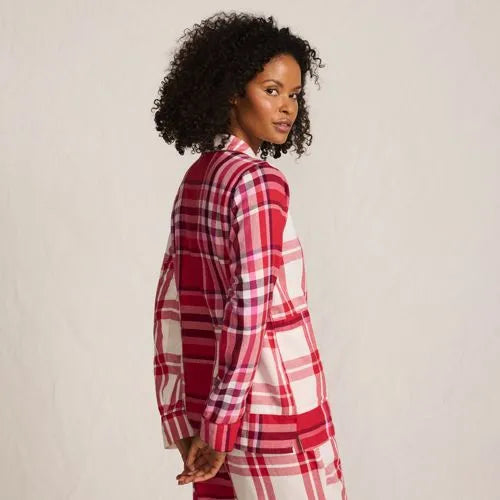 Women's Long Sleeve Flannel Patchwork Pajama Top