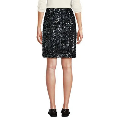 Women's Knit Velvet Sequin Above the Knee Skirt