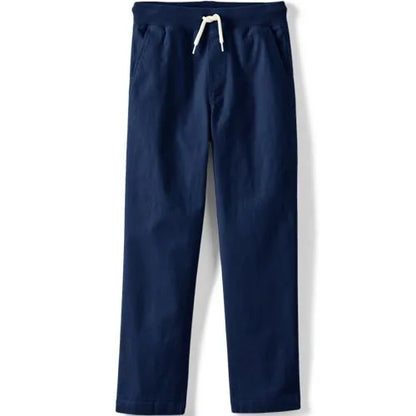 Boys Stretch Soft Rib Waist Iron Knee Pull On Pants