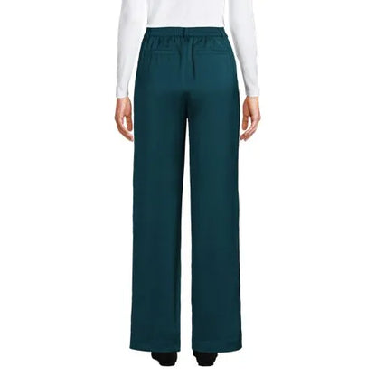 Women's Satin Elastic Back Wide Leg Pants