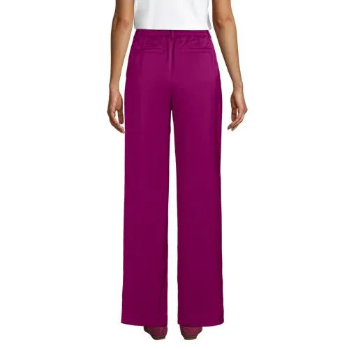 Women's Satin Elastic Back Wide Leg Pants