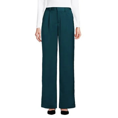 Women's Satin Elastic Back Wide Leg Pants