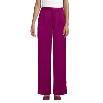 Women's Satin Elastic Back Wide Leg Pants