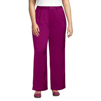 Women's Satin Elastic Back Wide Leg Pants