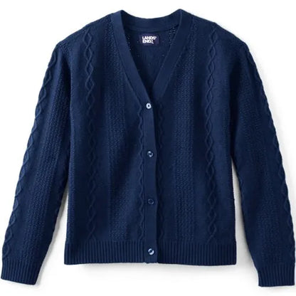 Girls Button Front Cable Cardigan