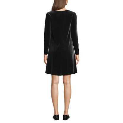 Women's Knit Velvet Square Neck Dress