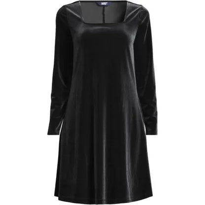 Women's Knit Velvet Square Neck Dress