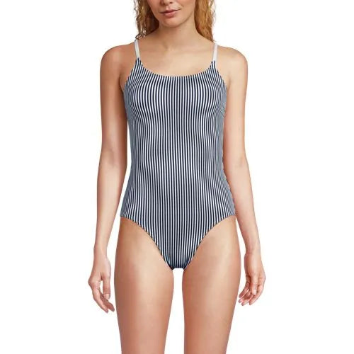 Women's Tugless Thin Strap One Piece Swimsuit