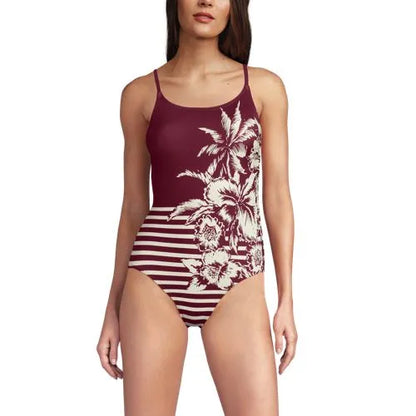Women's Tugless Thin Strap One Piece Swimsuit