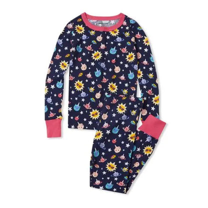 Kids Long Sleeve Top and Bottom Snug Fit Pajama Set