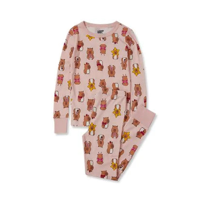 Kids Long Sleeve Top and Bottom Snug Fit Pajama Set