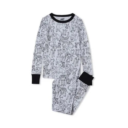 Kids Long Sleeve Top and Bottom Snug Fit Pajama Set