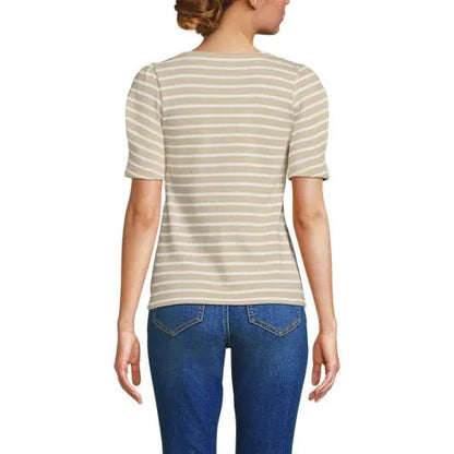 Women's Puff Sleeve Mariner Square Neck Top