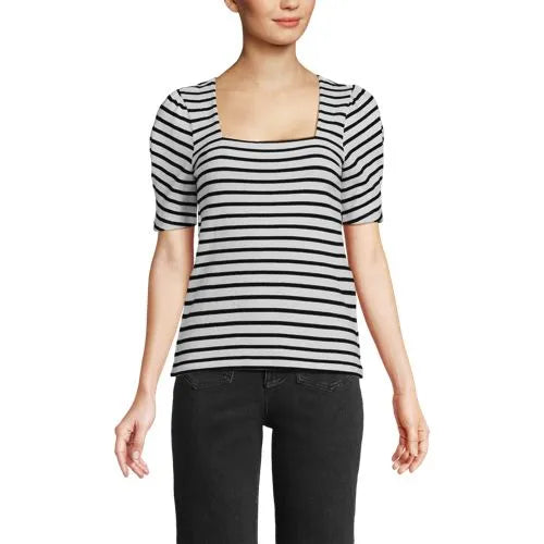 Women's Puff Sleeve Mariner Square Neck Top
