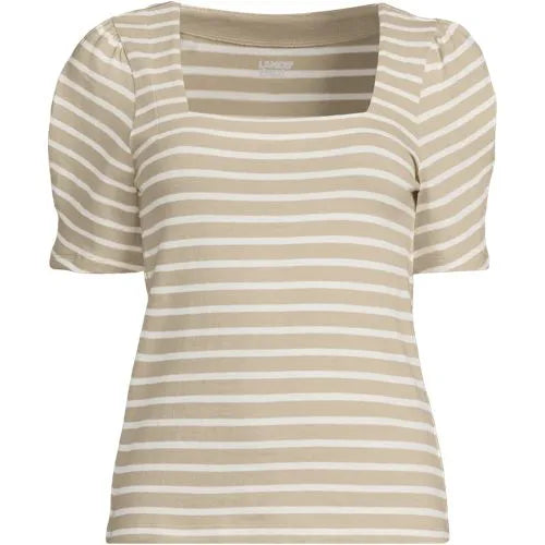 Women's Puff Sleeve Mariner Square Neck Top