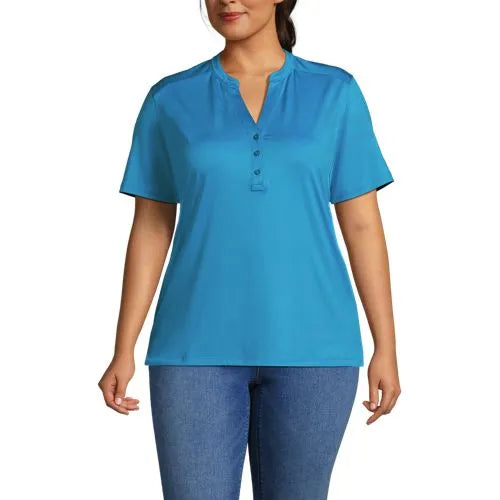 School Uniform Women's Rapid Dry Short Sleeve V-neck Henley Shirt