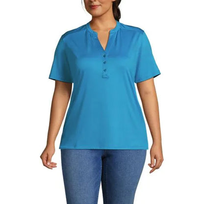 School Uniform Women's Rapid Dry Short Sleeve V-neck Henley Shirt