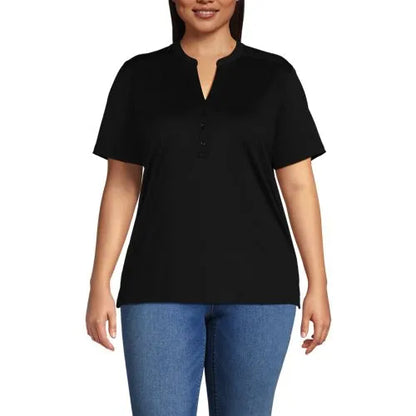 School Uniform Women's Rapid Dry Short Sleeve V-neck Henley Shirt