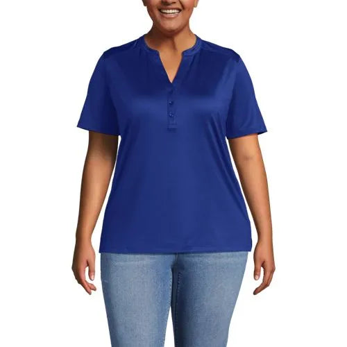 School Uniform Women's Rapid Dry Short Sleeve V-neck Henley Shirt