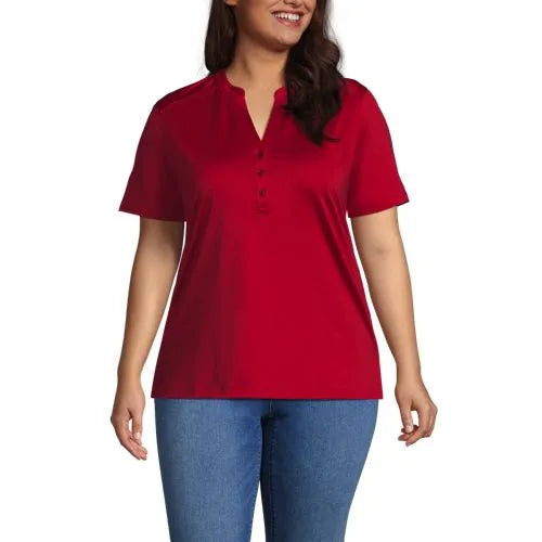 School Uniform Women's Rapid Dry Short Sleeve V-neck Henley Shirt