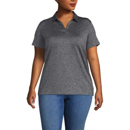 School Uniform Women's Rapid Dry Short Sleeve Space Dye Sport Neck Polo Shirt