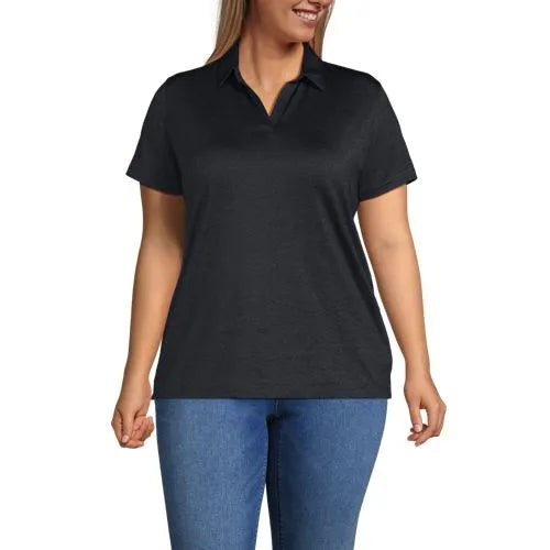 School Uniform Women's Rapid Dry Short Sleeve Space Dye Sport Neck Polo Shirt