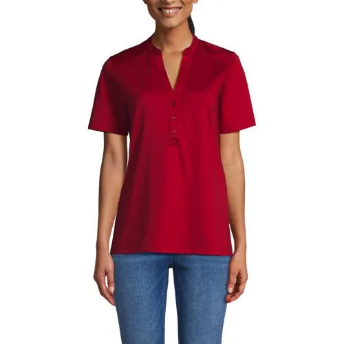 School Uniform Women's Rapid Dry Short Sleeve V-neck Henley Shirt