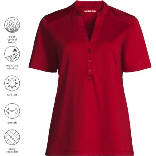 School Uniform Women's Rapid Dry Short Sleeve V-neck Henley Shirt