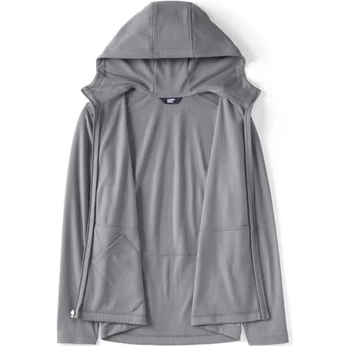 School Uniform Unisex Grid Tech Hooded Zip Front Jacket