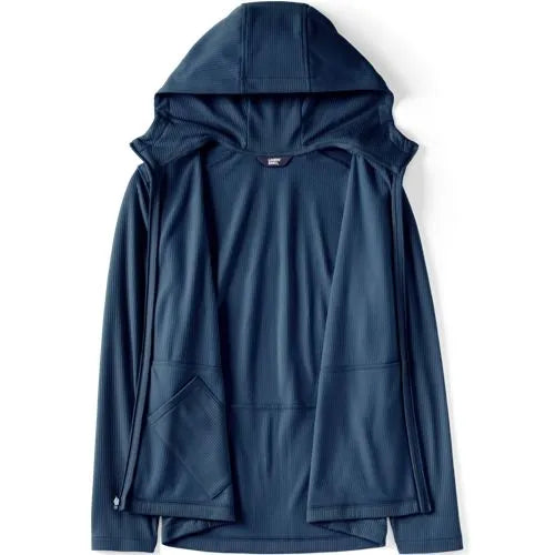 School Uniform Unisex Grid Tech Hooded Zip Front Jacket
