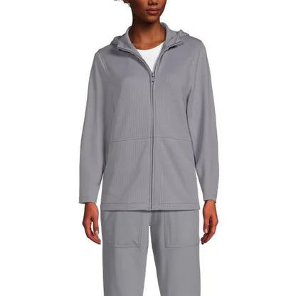 School Uniform Unisex Grid Tech Hooded Zip Front Jacket